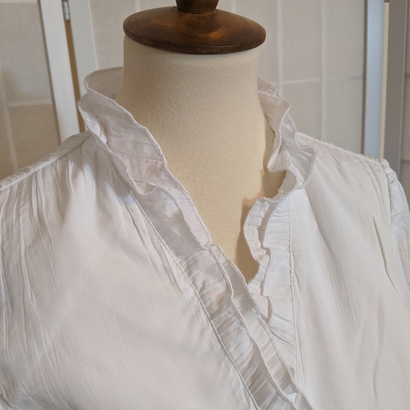 Vintage ruffled white open cardigan blazer - Picture 3 of 8